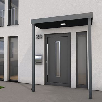 BS200 Aluminium Canopy with 2 Posts and LED light - 200x90cm - RAL7016 Anthracite Grey