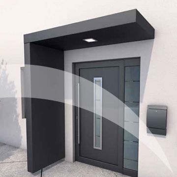 BS200 Aluminium Rect. Canopy 200x90cm with LH Side Panel plus LED light - Anthracite Grey