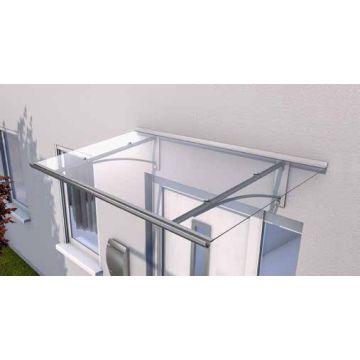 L160 PT/GR Shield Canopy 160 x 90 x 27cm - 4mm Clear Acrylic Top and  Stainless Steel Effect Aluminium Arm and Frame