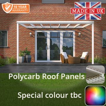 3x3m contemporary Aluminium Veranda - Special Colour -TBC - 2 Posts - 3 Opal Polycarbonate Roof Panels