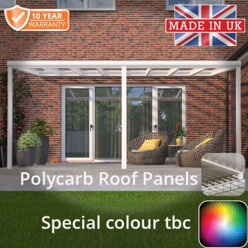 6x3m contemporary Aluminium Veranda - Special Colour -TBC - 3 Posts - 6 Opal Polycarbonate Roof Panels