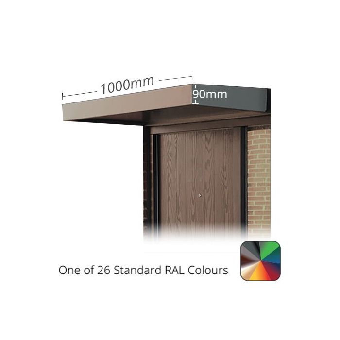 1m Kensington Contemporary Aluminium Canopy - PPC in One of 26 Standard RAL Colours TBC