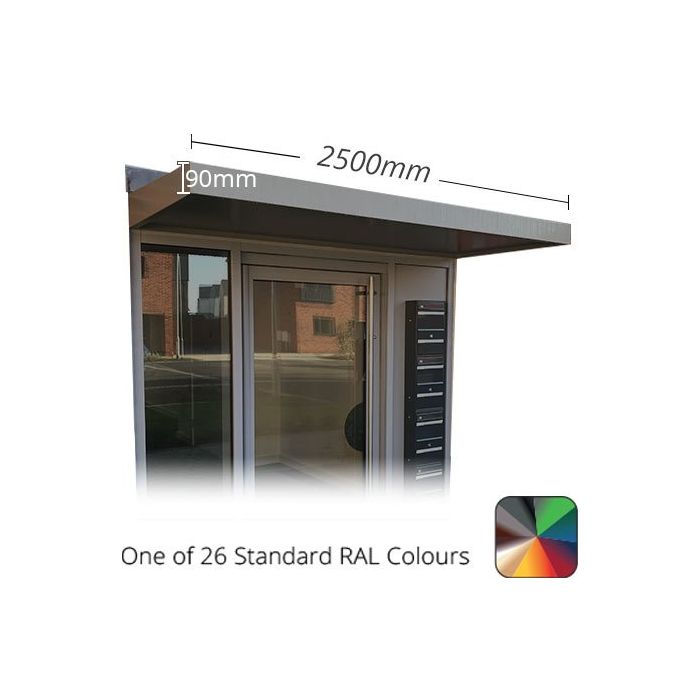 2.5m Kensington Contemporary Aluminium Canopy - PPC in One of 26 Standard RAL Colours TBC