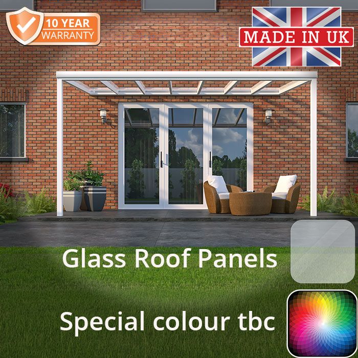 4x3m contemporary Aluminium Veranda - Special Colour -TBC - 2 Posts - 5 Glass Roof Panels